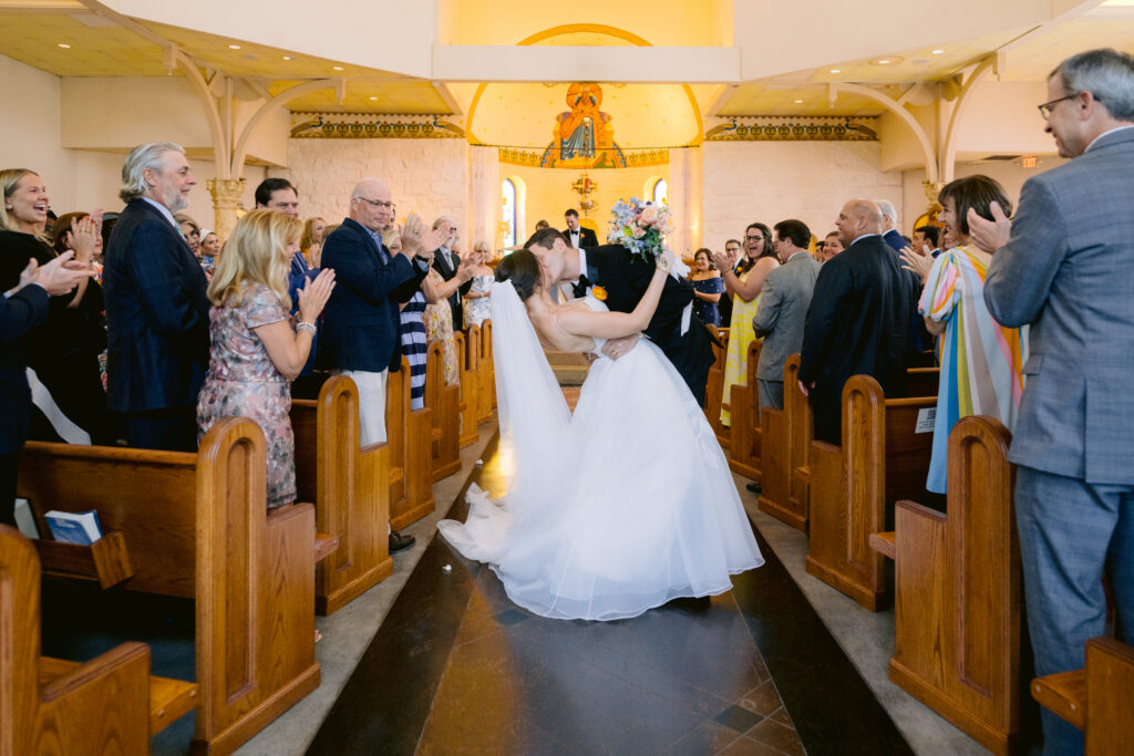Bride and groom celebrating their Austin wedding with wedding coordination by Vanesa and Co Events.