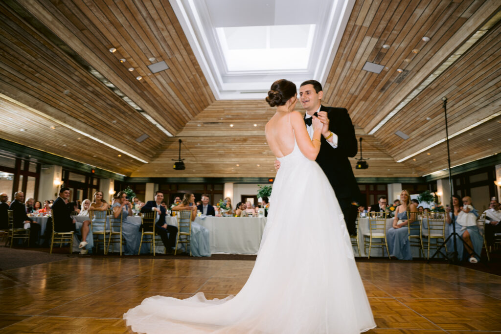Ballroom wedding reception with day-of wedding coordinator by Vanesa and Co Events.